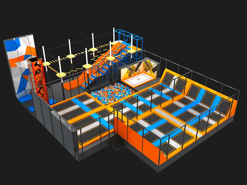 Large Commercial Kids Zone Indoor Playground Equipment with Climbing wall for sale indoor trampoline park adults