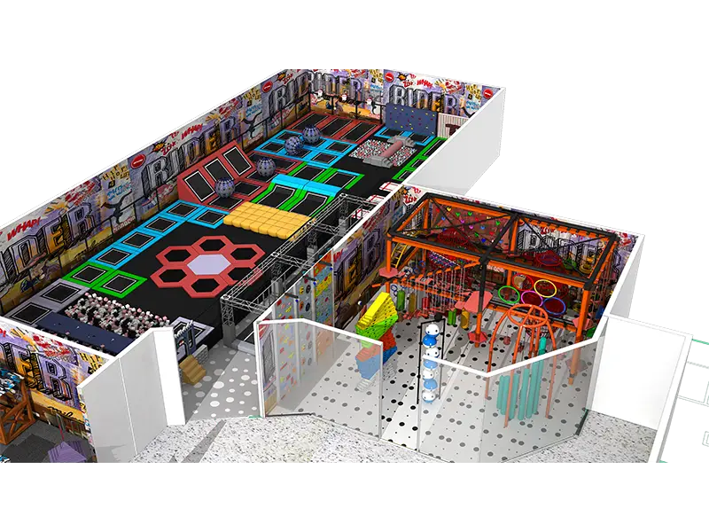 Factory Commercial Trampoline Park Equipment Indoor Playground For children Adult kids ninja warrior gravity jumping place obstacle course