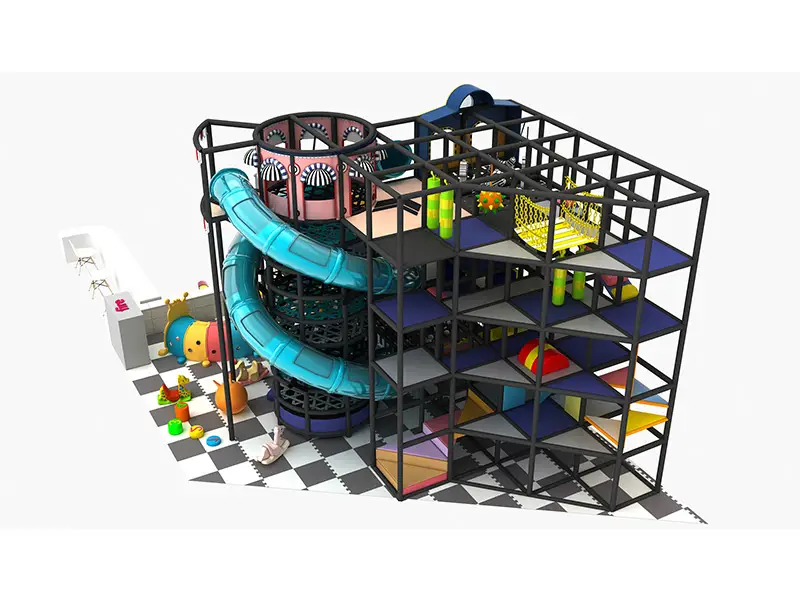 Indoor commercial playground for children with big slide for fun