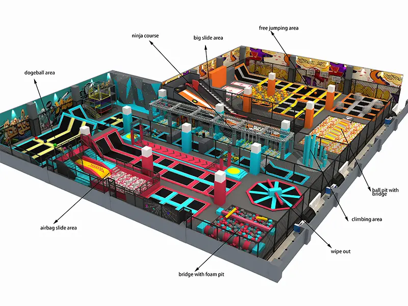 1500SQM Big commercial trampoline park for children supplier for sale