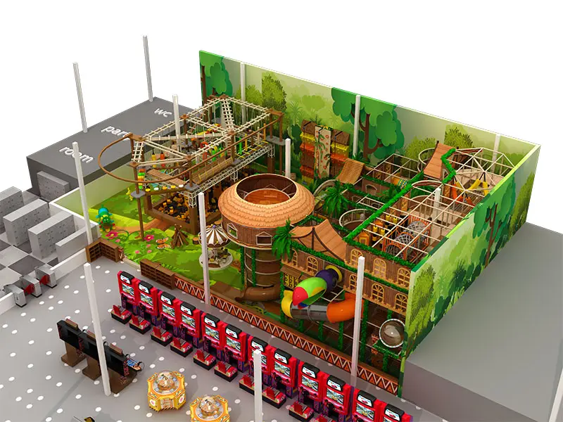 Teren de joacă moale gigant cu tematică junglă | Teren moale pentru loc de joacă 1665㎡ Centru de divertisment familial interior cu servicii complete