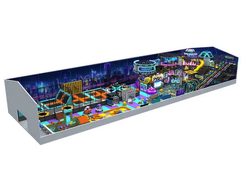 Zonă de joacă acoperită futuristă, loc de joacă interior | Centru de joacă interior integrat pentru copii și adolescenți de 1200 m²
