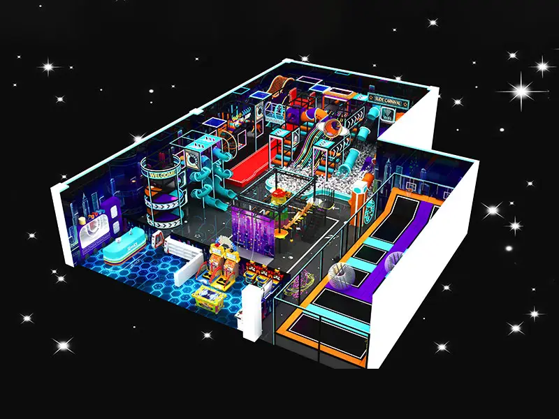 Locuri de joacă interioare pentru copii Space World, furnizor de zone de joacă pentru familii, pentru 350 mp