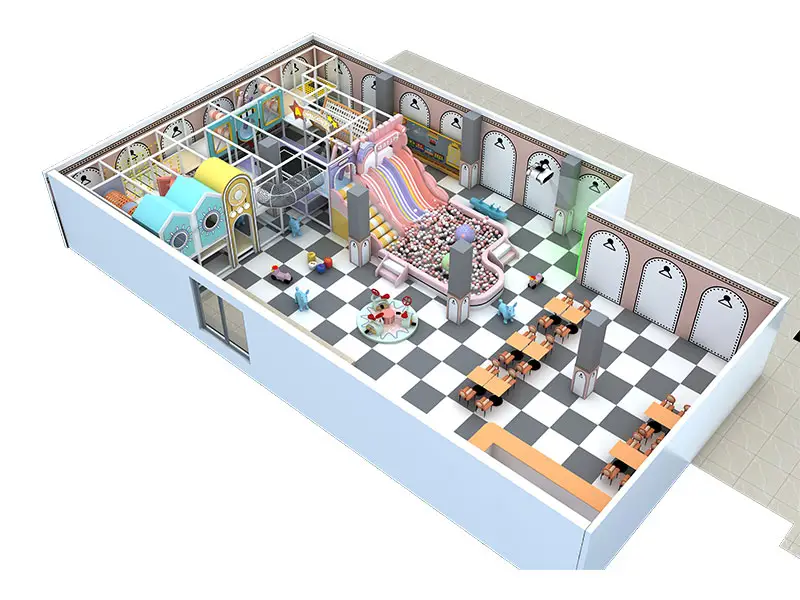 Tobogan spiralat interior colorat, loc de joacă privat, cadru de joacă moale